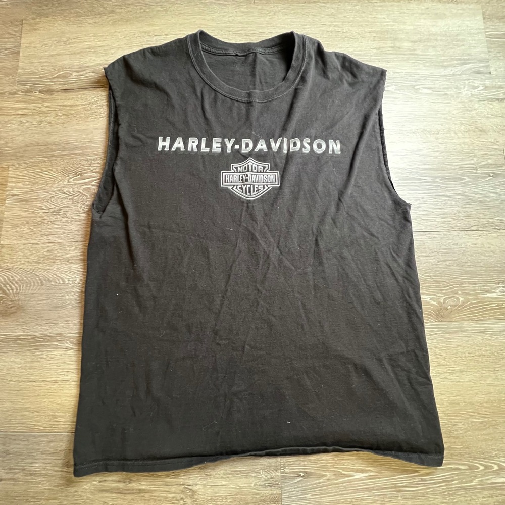 Harley-Davidson Muscle Tee Men L Black Latus Motors Portland Oregon Graphic Tee